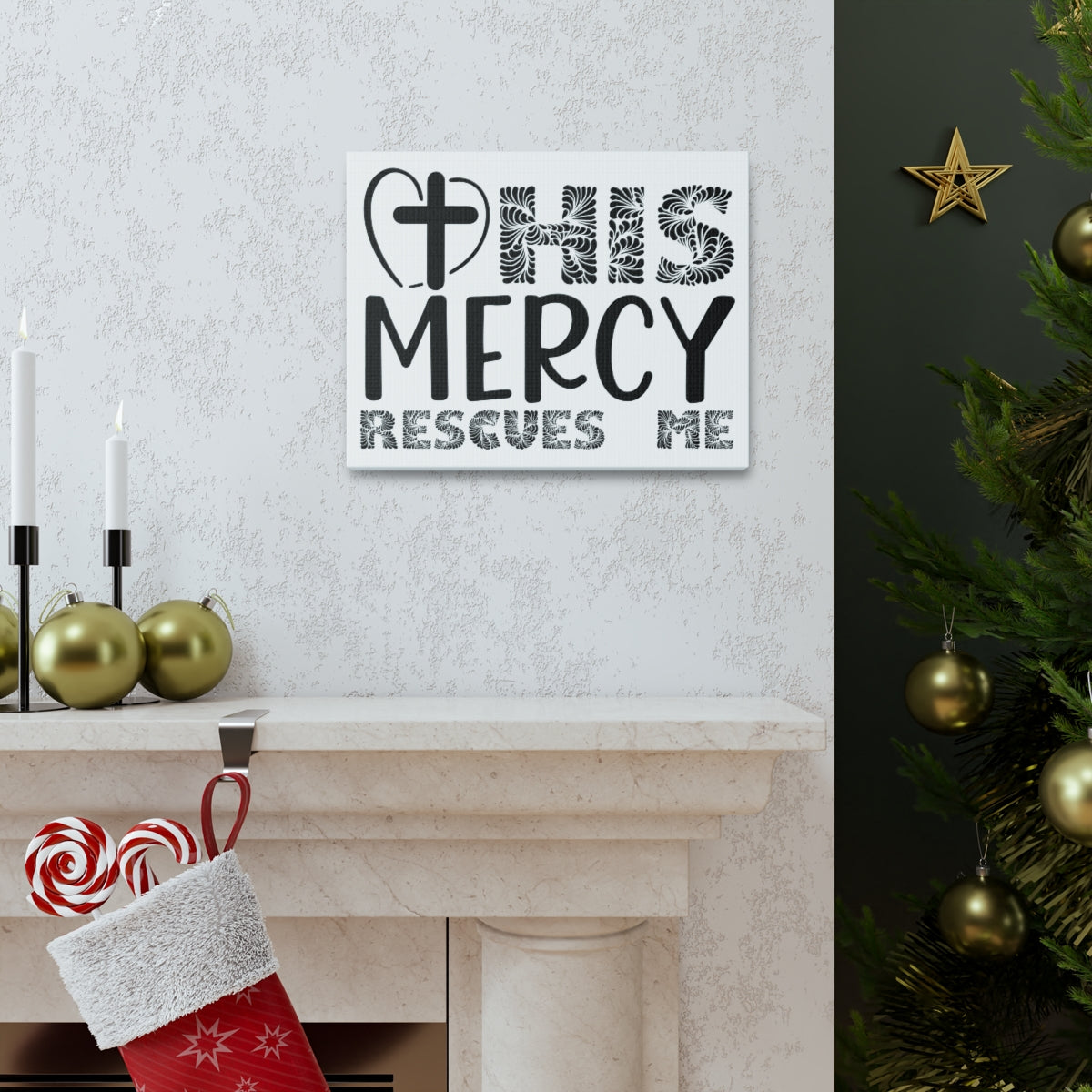 Scripture Walls Mercy Rescues Me 2 Timothy 4:18 Christian Wall Art Print Ready to Hang Unframed-Express Your Love Gifts