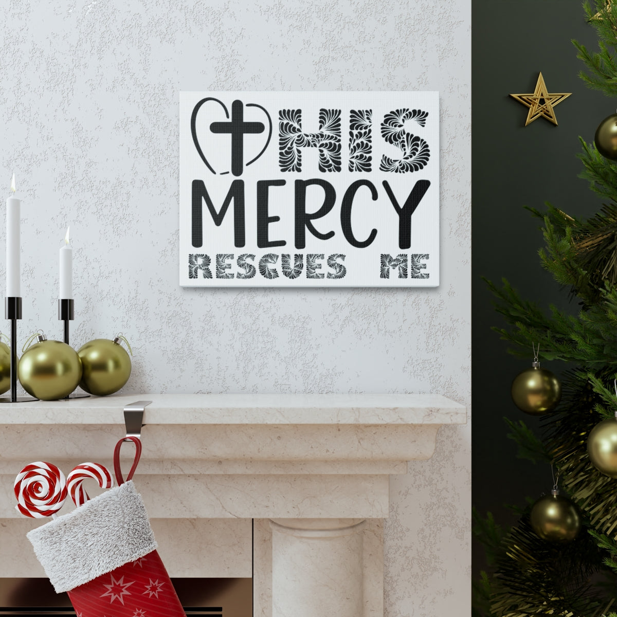 Scripture Walls Mercy Rescues Me 2 Timothy 4:18 Christian Wall Art Print Ready to Hang Unframed-Express Your Love Gifts
