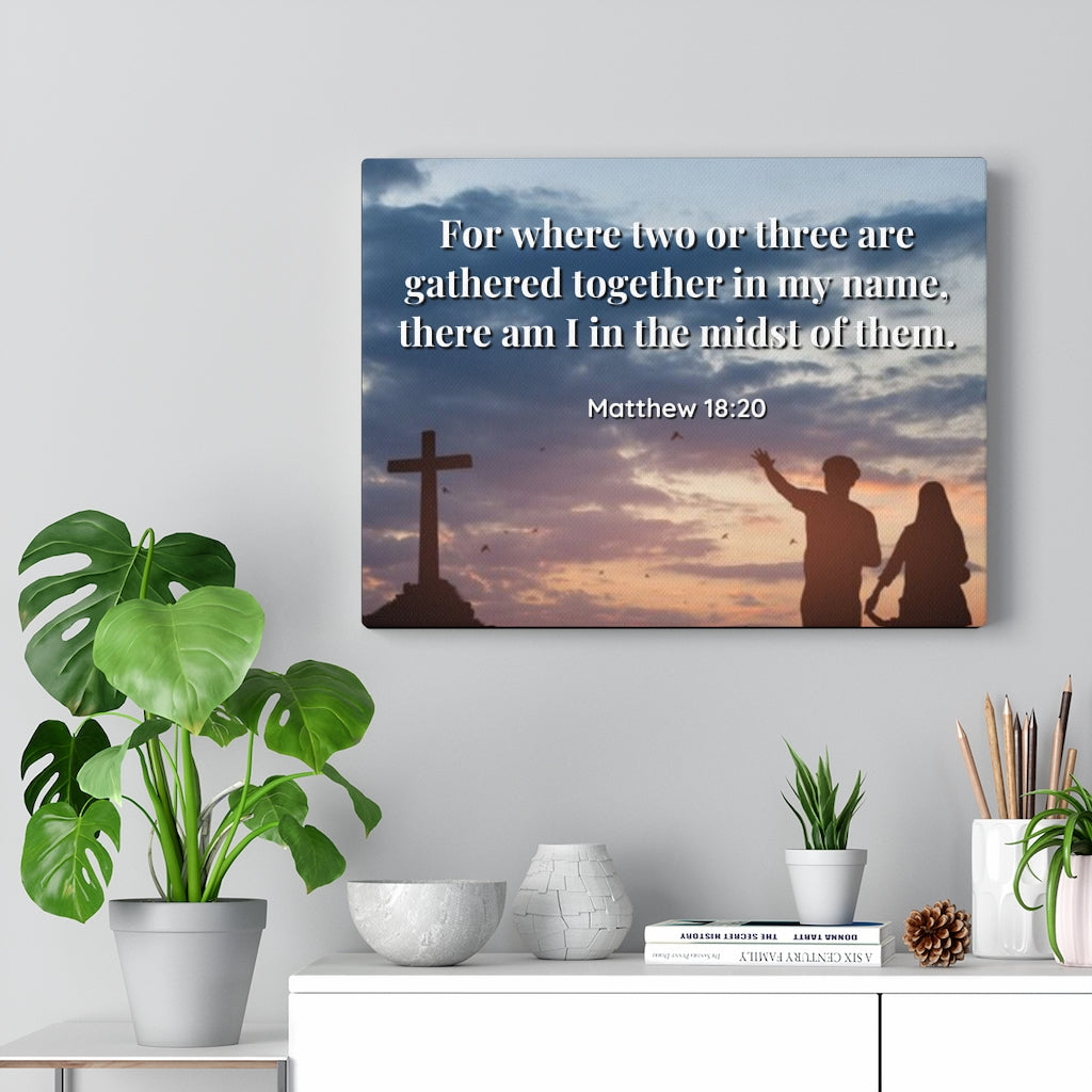 Scripture Walls Midst Of Them Matthew 18:20 Bible Verse Canvas Christian Wall Art Ready to Hang Unframed-Express Your Love Gifts