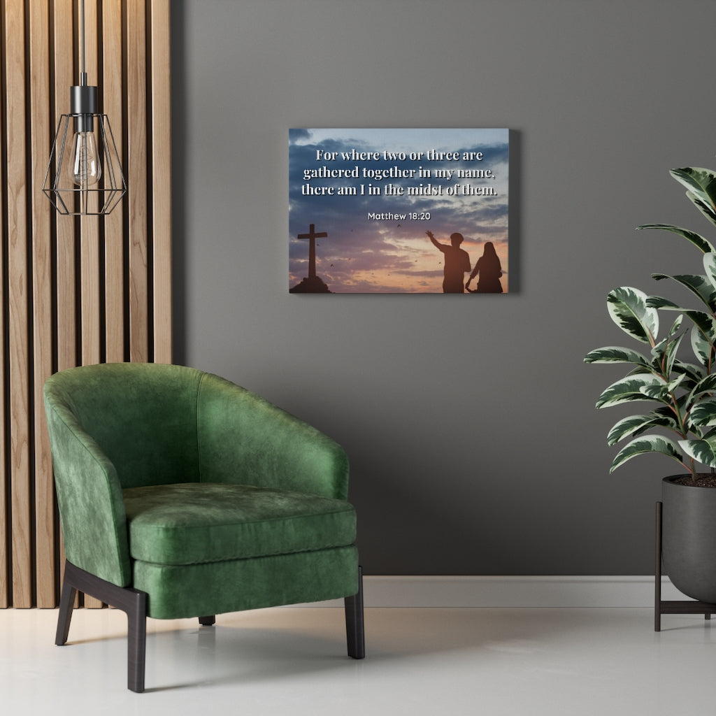Scripture Walls Midst Of Them Matthew 18:20 Bible Verse Canvas Christian Wall Art Ready to Hang Unframed-Express Your Love Gifts