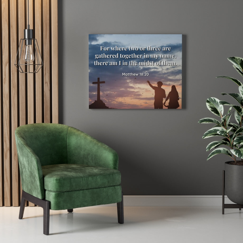 Scripture Walls Midst Of Them Matthew 18:20 Bible Verse Canvas Christian Wall Art Ready to Hang Unframed-Express Your Love Gifts