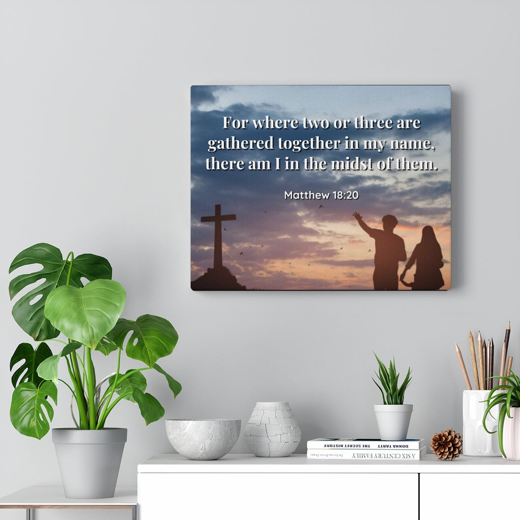 Scripture Walls Midst Of Them Matthew 18:20 Bible Verse Canvas Christian Wall Art Ready to Hang Unframed-Express Your Love Gifts