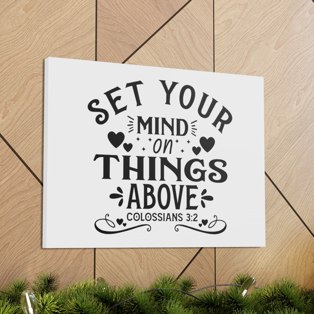 Scripture Walls Mind On Things Colossians 3:2 Heart Bible Verse Canvas Christian Wall Art Ready to Hang Unframed-Express Your Love Gifts