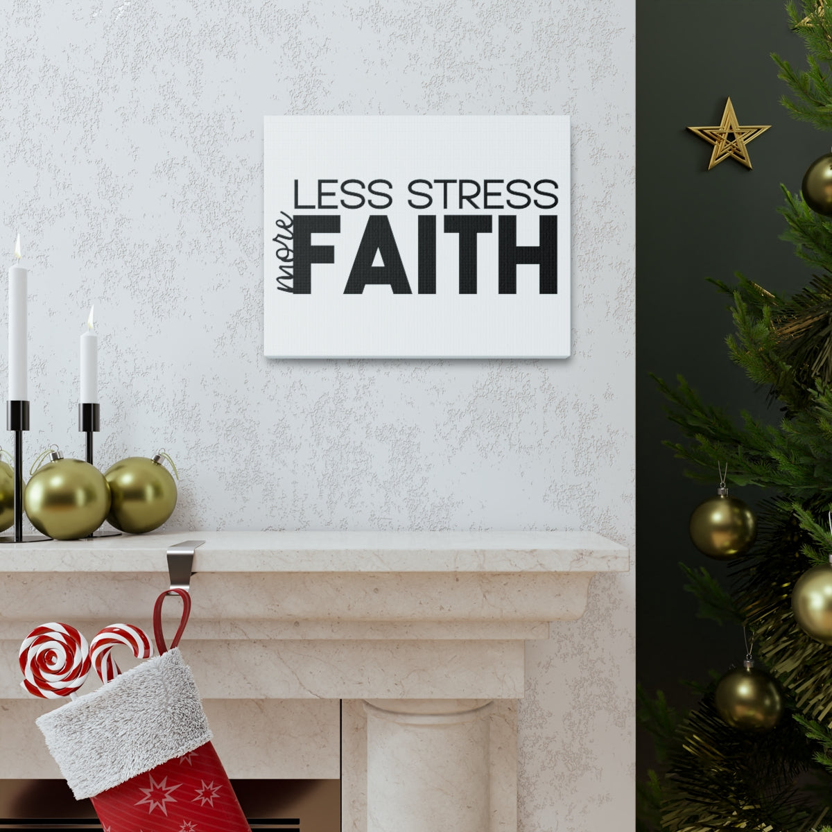 Scripture Walls More Faith Less Stress PSALM 119:143 Christian Wall Art Print Ready to Hang Unframed-Express Your Love Gifts