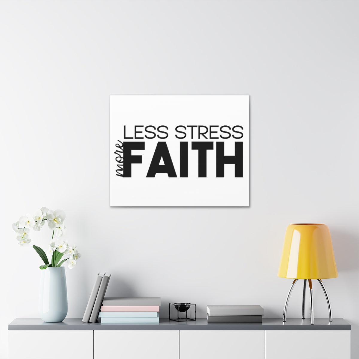 Scripture Walls More Faith Less Stress PSALM 119:143 Christian Wall Art Print Ready to Hang Unframed-Express Your Love Gifts