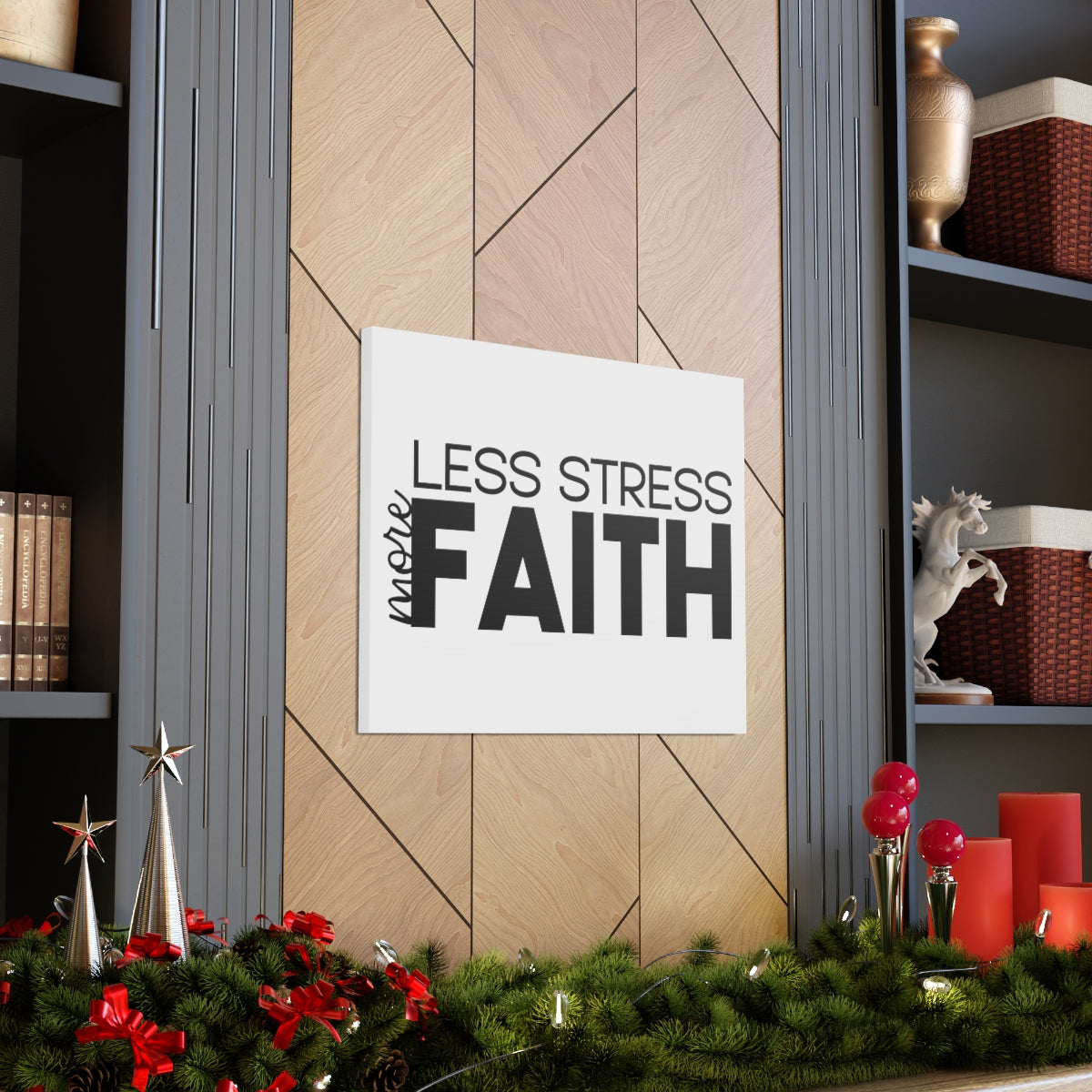 Scripture Walls More Faith Less Stress PSALM 119:143 Christian Wall Art Print Ready to Hang Unframed-Express Your Love Gifts