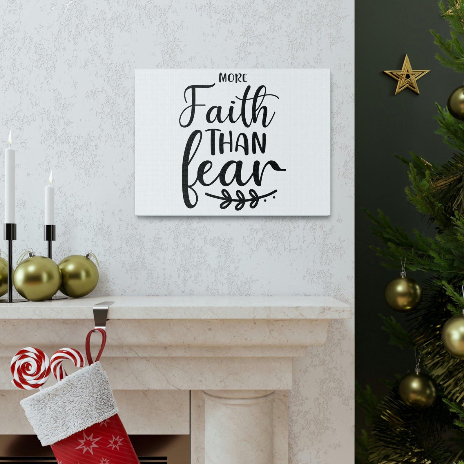 Scripture Walls More Faith Than Fear Psalm 34:4 Leaves Christian Wall Art Print Ready to Hang Unframed-Express Your Love Gifts