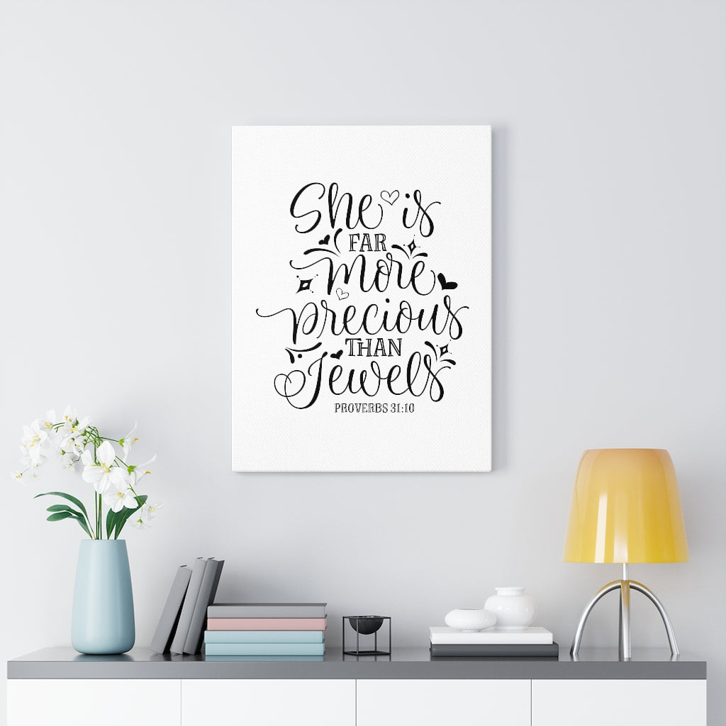 Scripture Walls More Precious Than Jewels Proverbs 31:10 Bible Verse Canvas Christian Wall Art Ready to Hang Unframed-Express Your Love Gifts