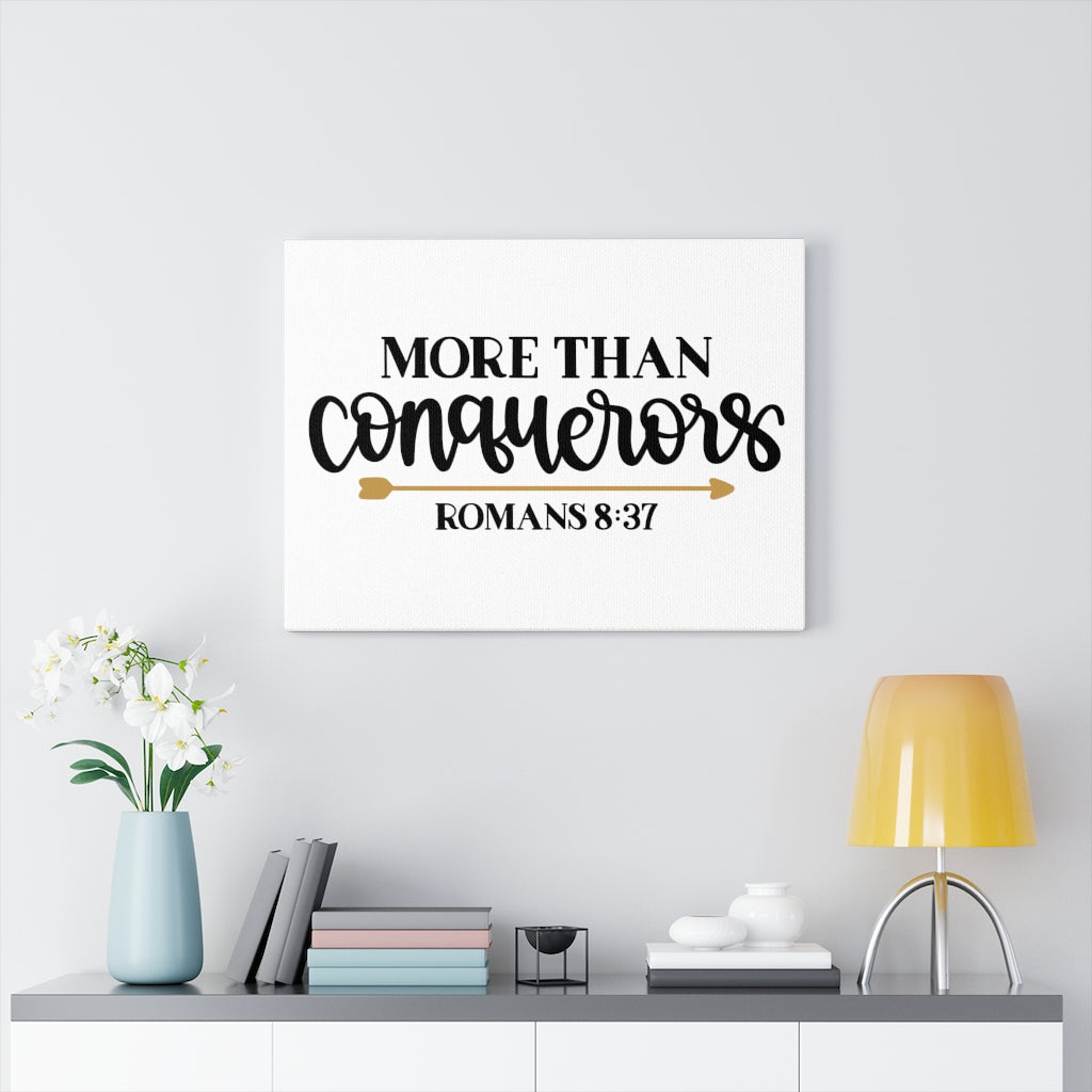 Scripture Walls More Than Conquerors Romans 8:37 Bible Verse Canvas Christian Wall Art Ready to Hang Unframed-Express Your Love Gifts
