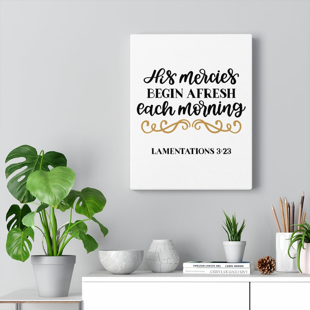 Scripture Walls Morning Lamentations 3:23 Bible Verse Canvas Christian Wall Art Ready to Hang Unframed-Express Your Love Gifts