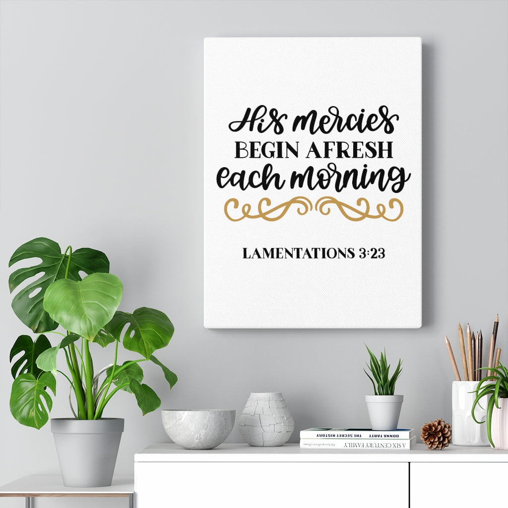 Scripture Walls Morning Lamentations 3:23 Bible Verse Canvas Christian Wall Art Ready to Hang Unframed-Express Your Love Gifts