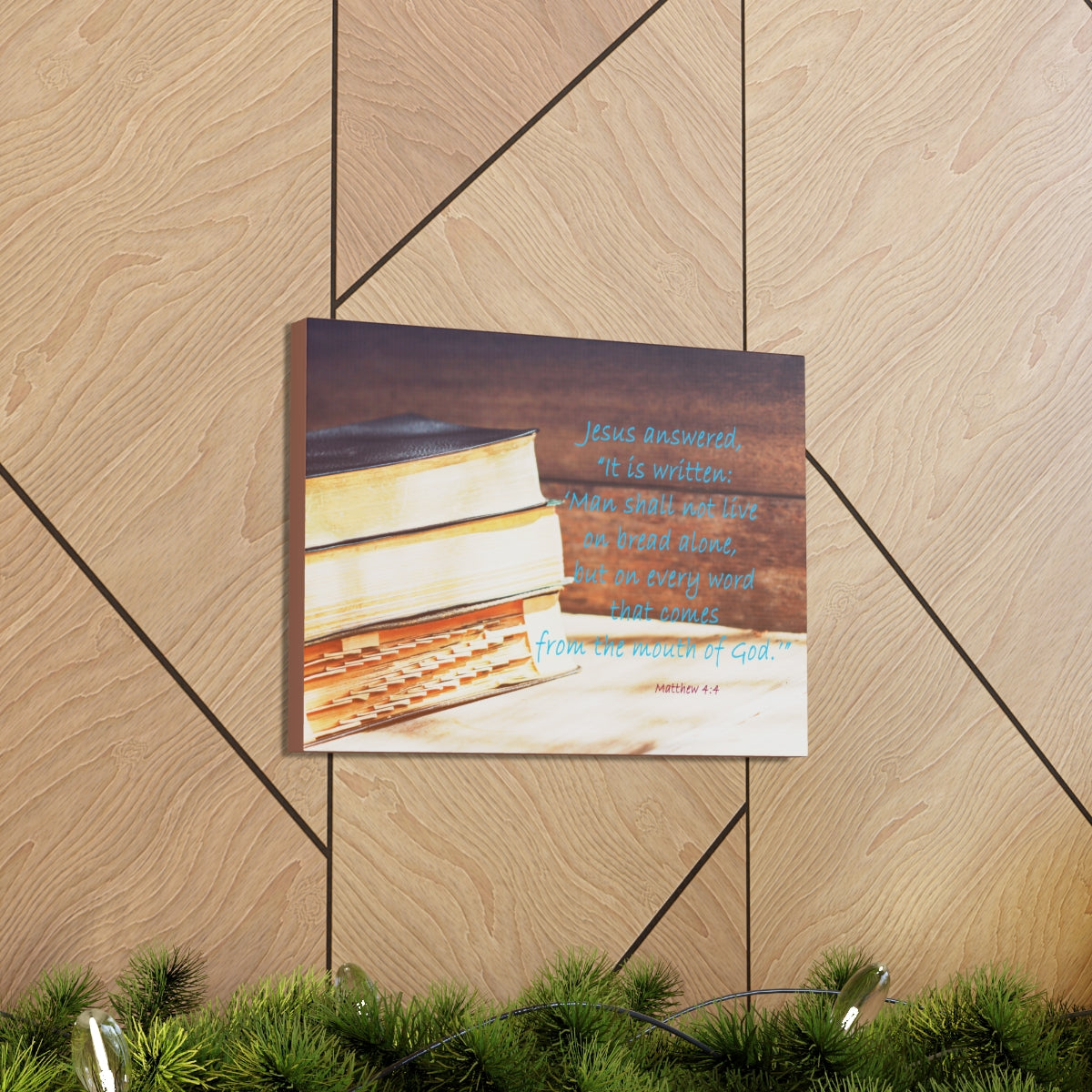 Scripture Walls Mouth Of God Matthew 4:4 Bible Verse Canvas Christian Wall Art Bible Verse Print Ready To Hang Unframed-Express Your Love Gifts