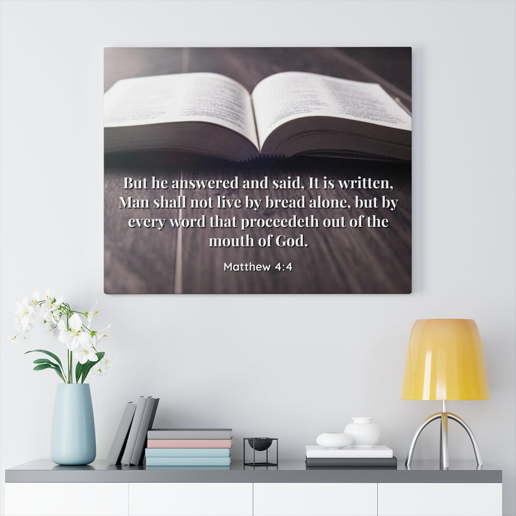 Scripture Walls Mouth Of God Matthew 4:4 Bible Verse Canvas Christian Wall Art Ready to Hang Unframed-Express Your Love Gifts