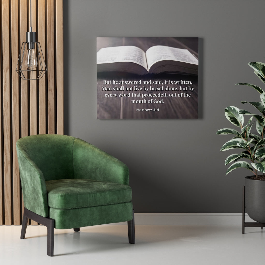 Scripture Walls Mouth Of God Matthew 4:4 Bible Verse Canvas Christian Wall Art Ready to Hang Unframed-Express Your Love Gifts