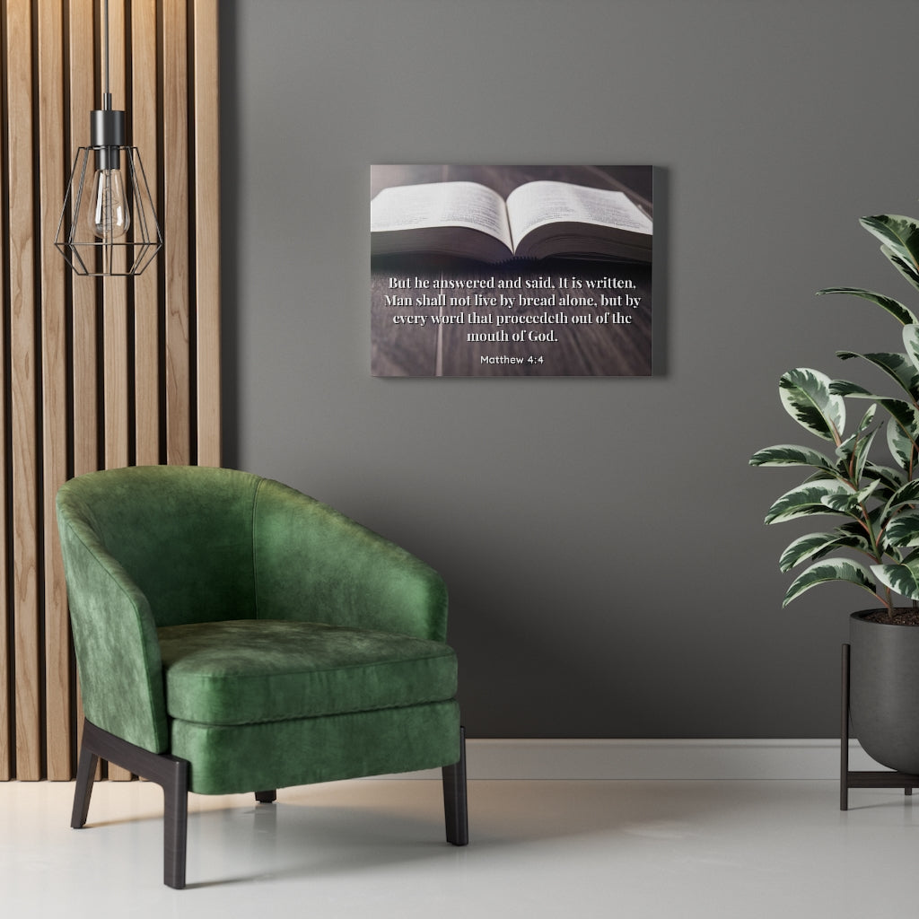 Scripture Walls Mouth Of God Matthew 4:4 Bible Verse Canvas Christian Wall Art Ready to Hang Unframed-Express Your Love Gifts