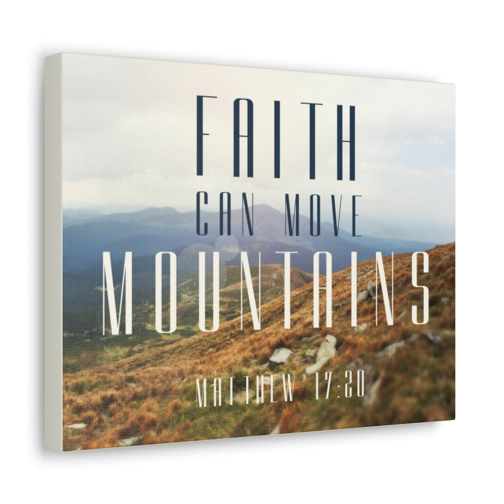 Scripture Walls Move Mountains Matthew 17:20 Bible Verse Canvas Christian Wall Art Ready to Hang Unframed-Express Your Love Gifts