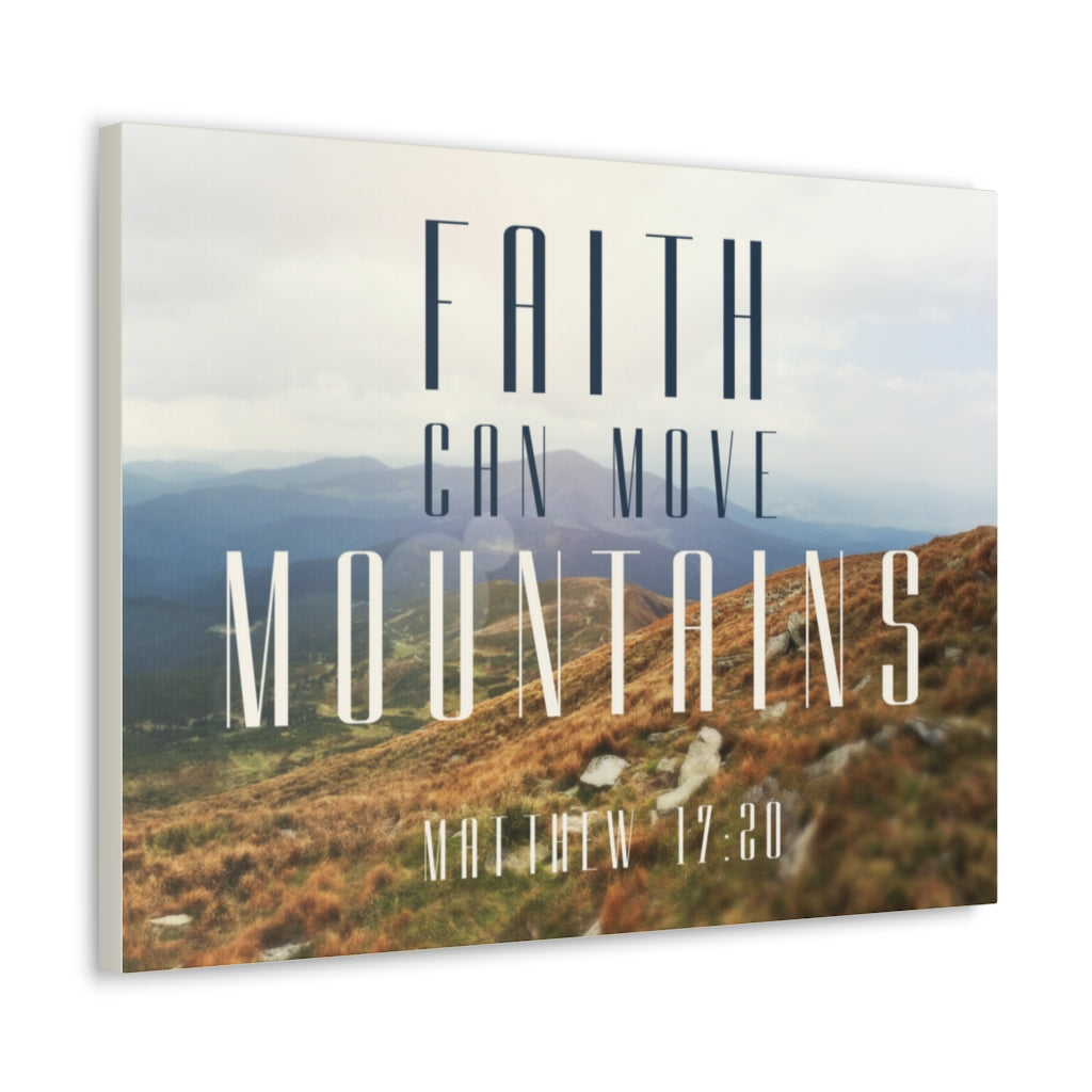 Scripture Walls Move Mountains Matthew 17:20 Bible Verse Canvas Christian Wall Art Ready to Hang Unframed-Express Your Love Gifts