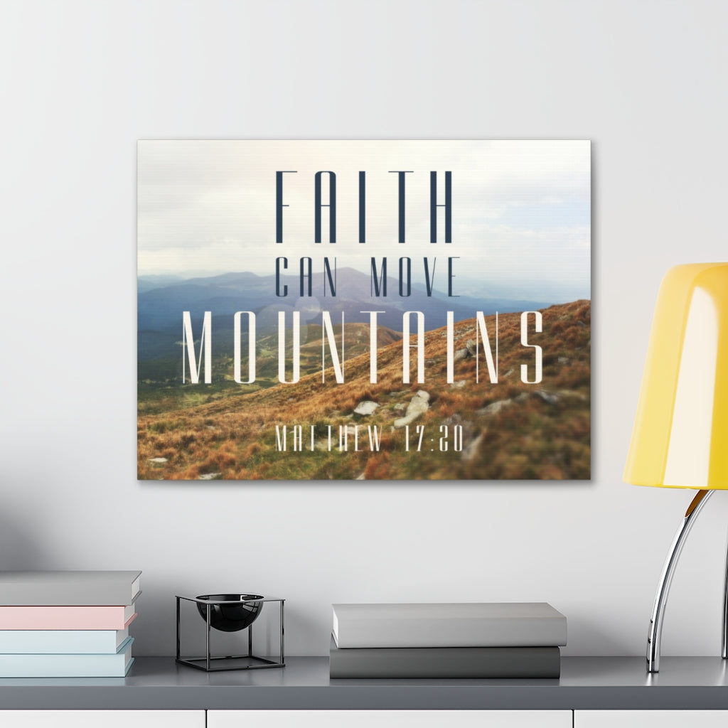 Scripture Walls Move Mountains Matthew 17:20 Bible Verse Canvas Christian Wall Art Ready to Hang Unframed-Express Your Love Gifts