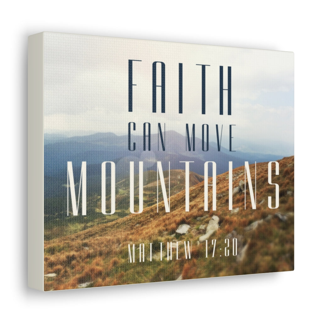 Scripture Walls Move Mountains Matthew 17:20 Bible Verse Canvas Christian Wall Art Ready to Hang Unframed-Express Your Love Gifts