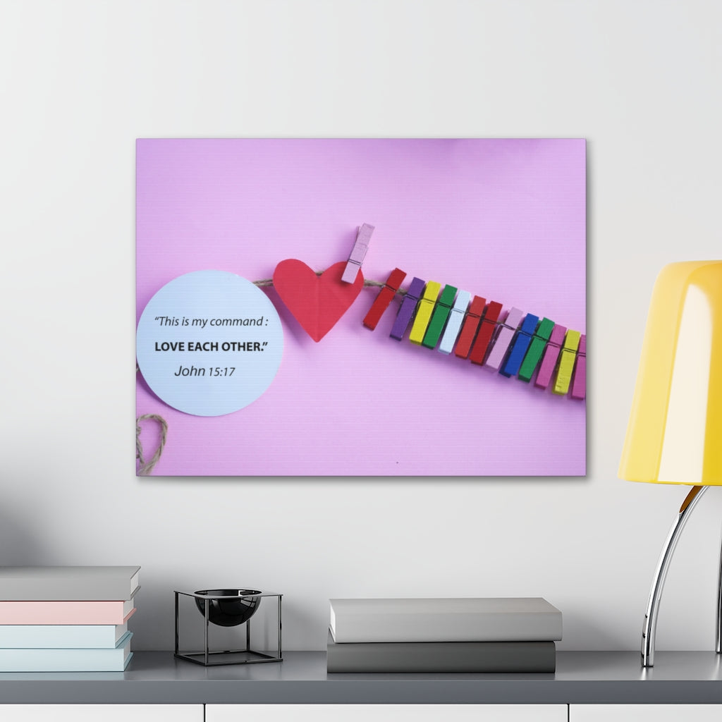 Scripture Walls My Command John 15:17 Bible Verse Canvas Christian Wall Art Ready to Hang Unframed-Express Your Love Gifts