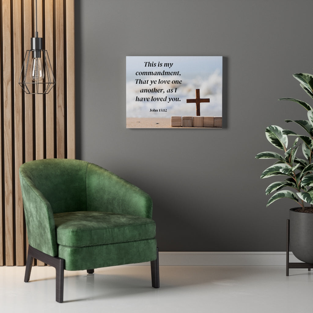 Scripture Walls My Commandment John 15:12 Bible Verse Canvas Christian Wall Art Ready to Hang Unframed-Express Your Love Gifts
