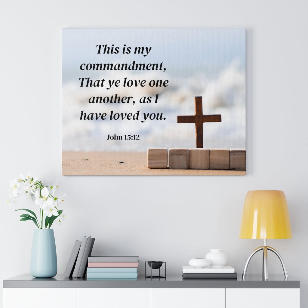 Scripture Walls My Commandment John 15:12 Bible Verse Canvas Christian Wall Art Ready to Hang Unframed-Express Your Love Gifts