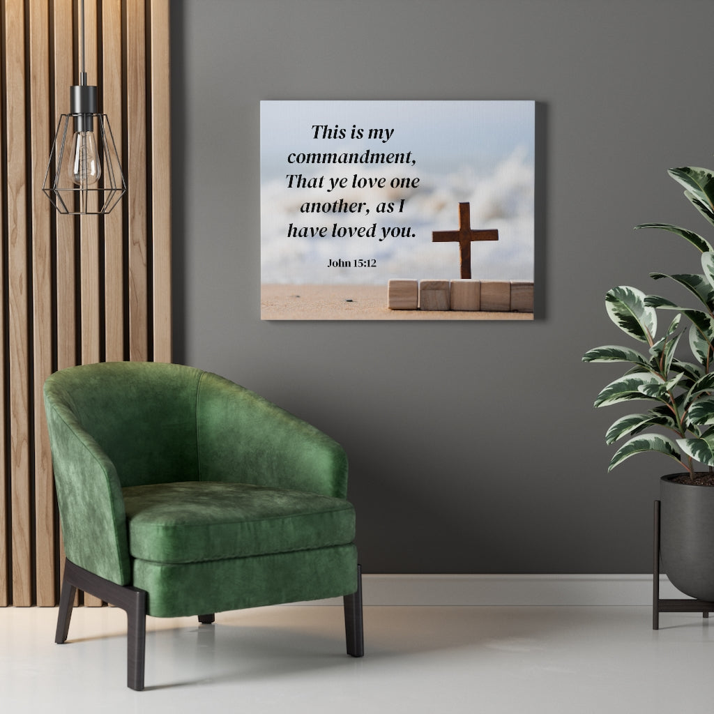 Scripture Walls My Commandment John 15:12 Bible Verse Canvas Christian Wall Art Ready to Hang Unframed-Express Your Love Gifts