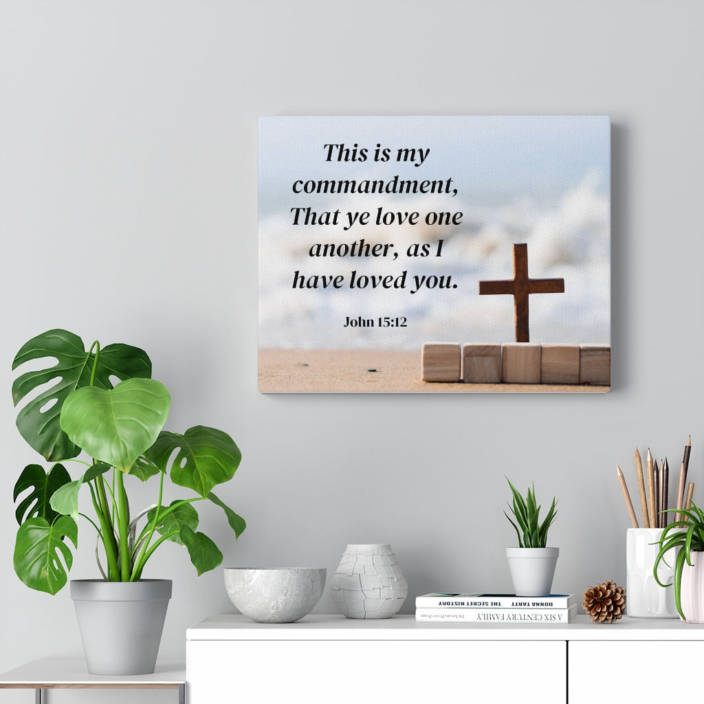 Scripture Walls My Commandment John 15:12 Bible Verse Canvas Christian Wall Art Ready to Hang Unframed-Express Your Love Gifts