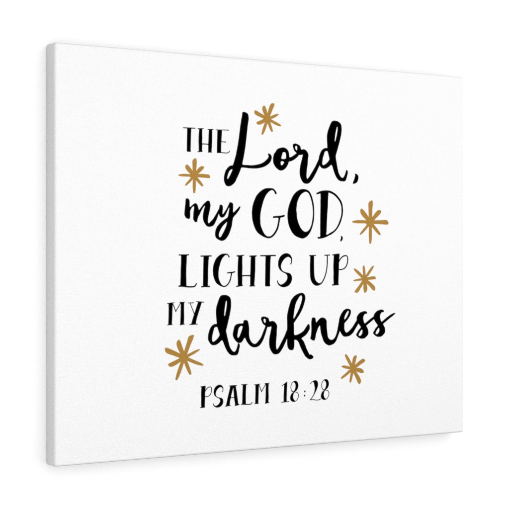 Scripture Walls My God Lights Up Psalm 18:28 Bible Verse Canvas Christian Wall Art Ready to Hang Unframed-Express Your Love Gifts