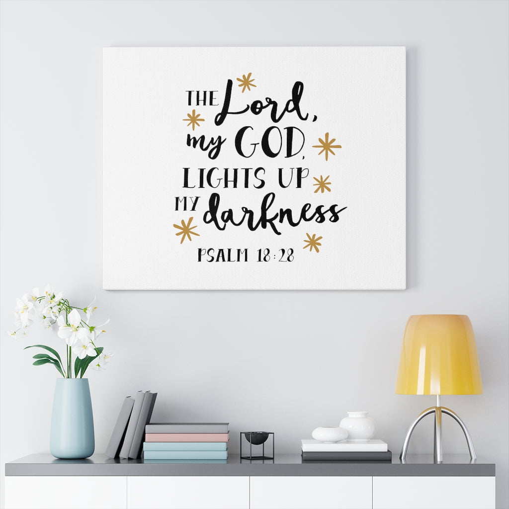 Scripture Walls My God Lights Up Psalm 18:28 Bible Verse Canvas Christian Wall Art Ready to Hang Unframed-Express Your Love Gifts
