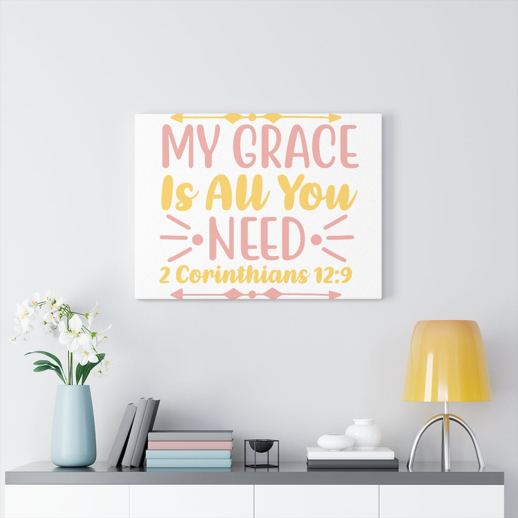 Scripture Walls My Grace Is 2 Corinthians 12:9 Bible Verse Canvas Christian Wall Art Ready to Hang Unframed-Express Your Love Gifts