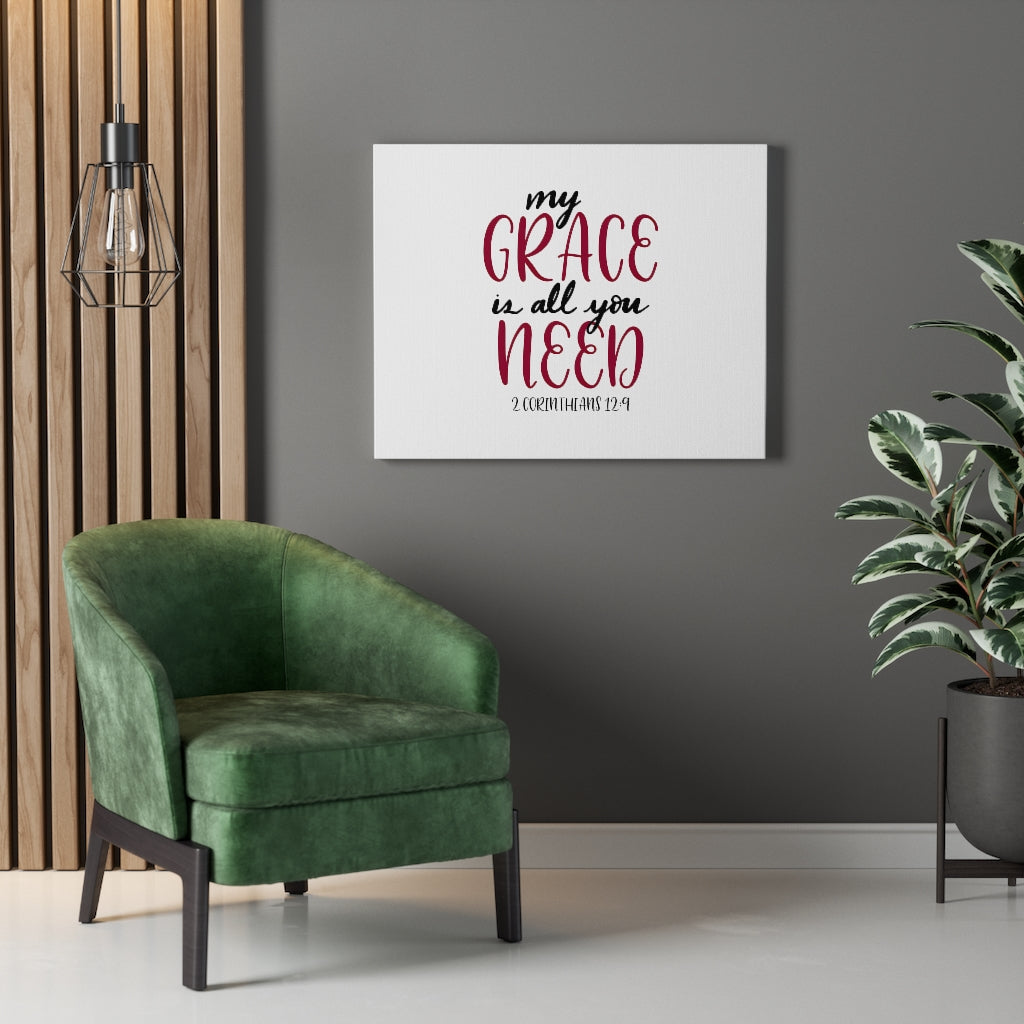 Scripture Walls My Grace Is All You Need 2 Corinthians 12:9 Bible Verse Canvas Christian Wall Art Ready to Hang Unframed-Express Your Love Gifts