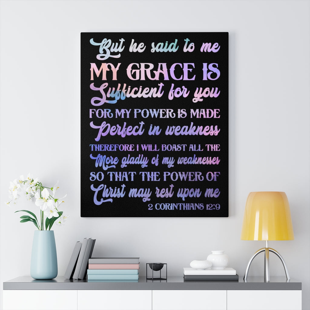Scripture Walls My Grace Is Sufficient 2 Corinthians 12:9 Bible Verse Canvas Christian Wall Art Ready to Hang Unframed-Express Your Love Gifts