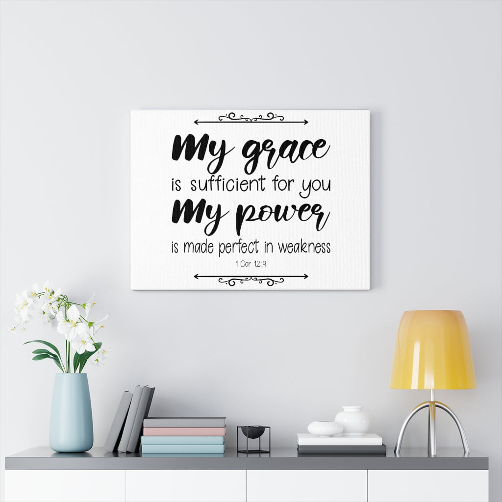 Scripture Walls My Grace My Power 1 Cor 12:9 Bible Verse Canvas Christian Wall Art Ready to Hang Unframed-Express Your Love Gifts
