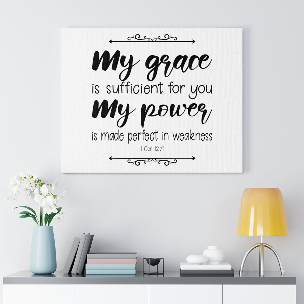 Scripture Walls My Grace My Power 1 Cor 12:9 Bible Verse Canvas Christian Wall Art Ready to Hang Unframed-Express Your Love Gifts