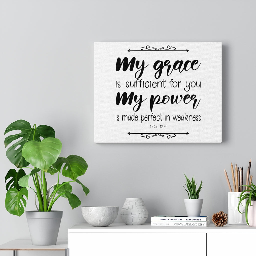 Scripture Walls My Grace My Power 1 Cor 12:9 Bible Verse Canvas Christian Wall Art Ready to Hang Unframed-Express Your Love Gifts