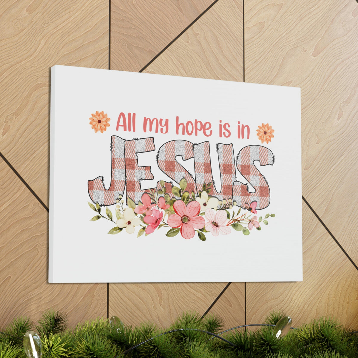 Scripture Walls My Hope Is In Jesus Psalms 40:1 Flowers Christian Wall Art Bible Verse Print Ready to Hang Unframed-Express Your Love Gifts
