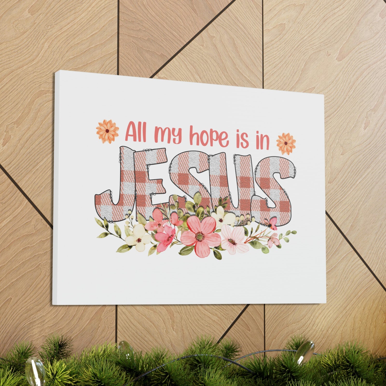 Scripture Walls My Hope Is In Jesus Psalms 40:1 Flowers Christian Wall Art Bible Verse Print Ready to Hang Unframed-Express Your Love Gifts