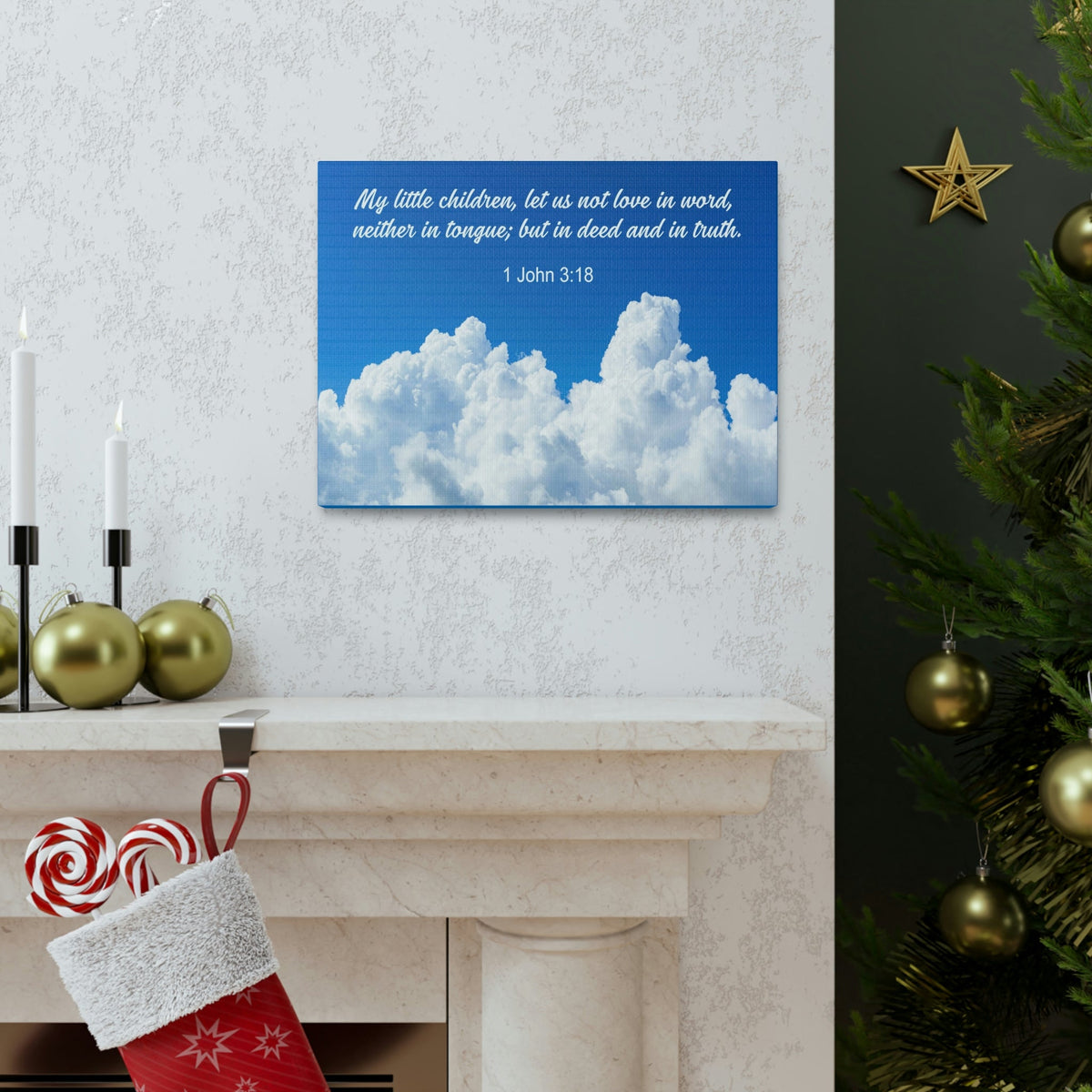 Scripture Walls My Little Children 1 John 3:18 Bible Verse Canvas Christian Wall Art Ready to Hang Unframed-Express Your Love Gifts