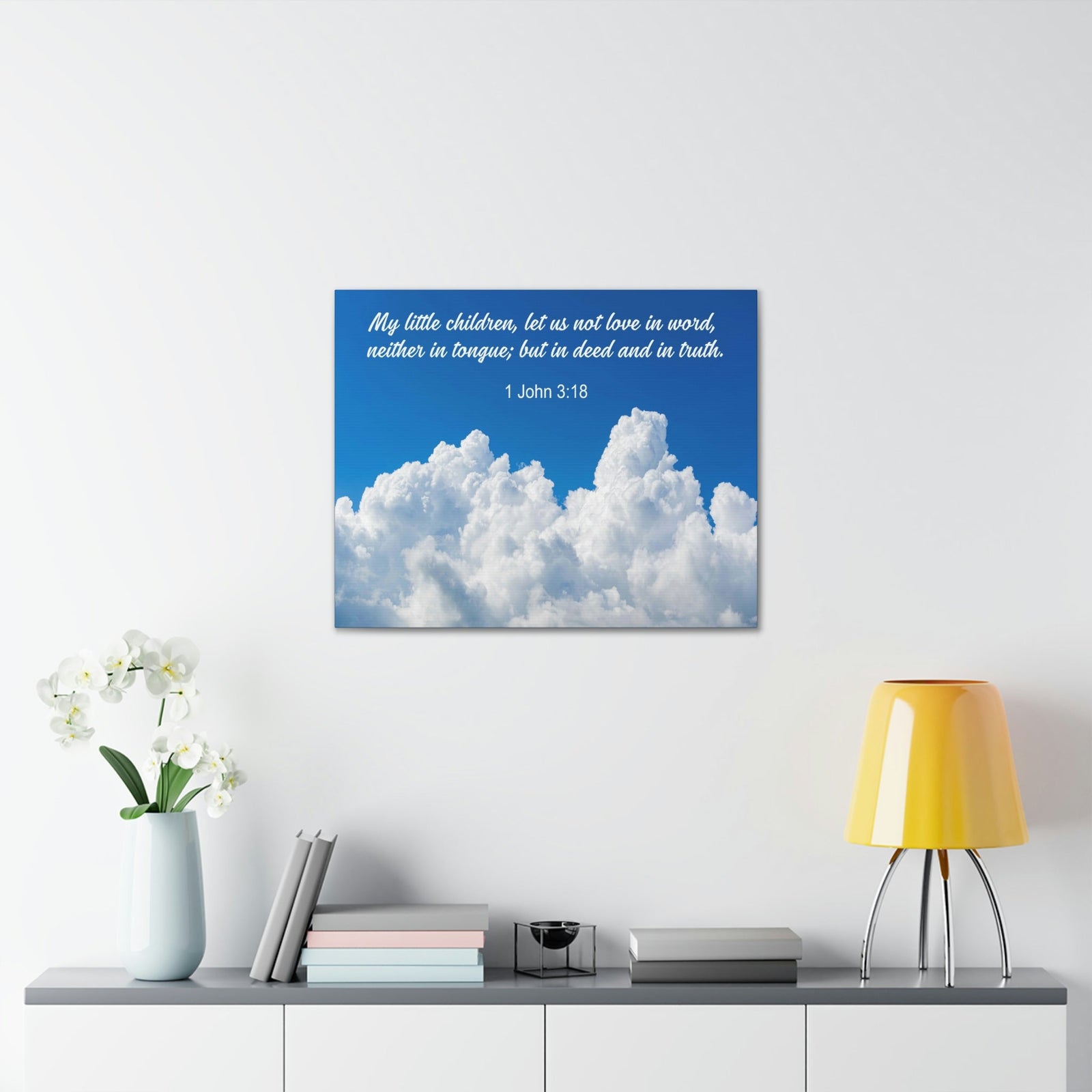 Scripture Walls My Little Children 1 John 3:18 Bible Verse Canvas Christian Wall Art Ready to Hang Unframed-Express Your Love Gifts