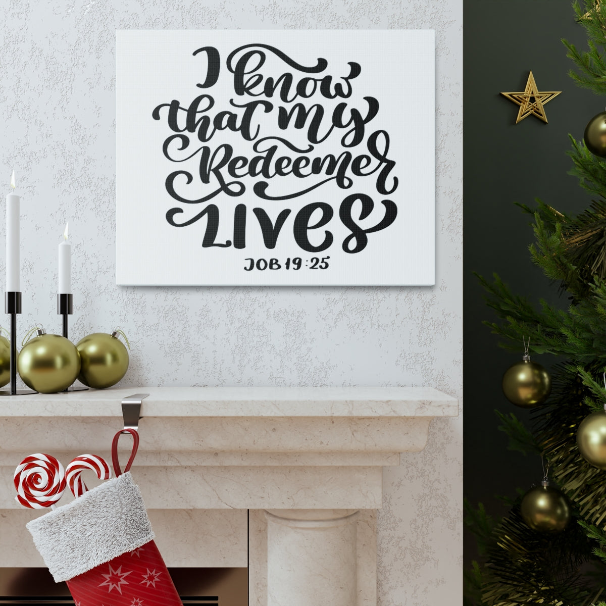 Scripture Walls My Redeemer Lives Job 19:25 Bible Verse Canvas Christian Wall Art Ready to Hang Unframed-Express Your Love Gifts