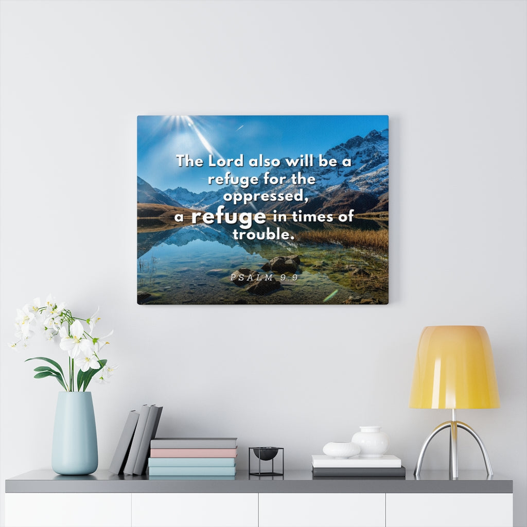 Scripture Walls My Refuge Psalm 9:9 Bible Verse Canvas Christian Wall Art Ready to Hang Unframed-Express Your Love Gifts