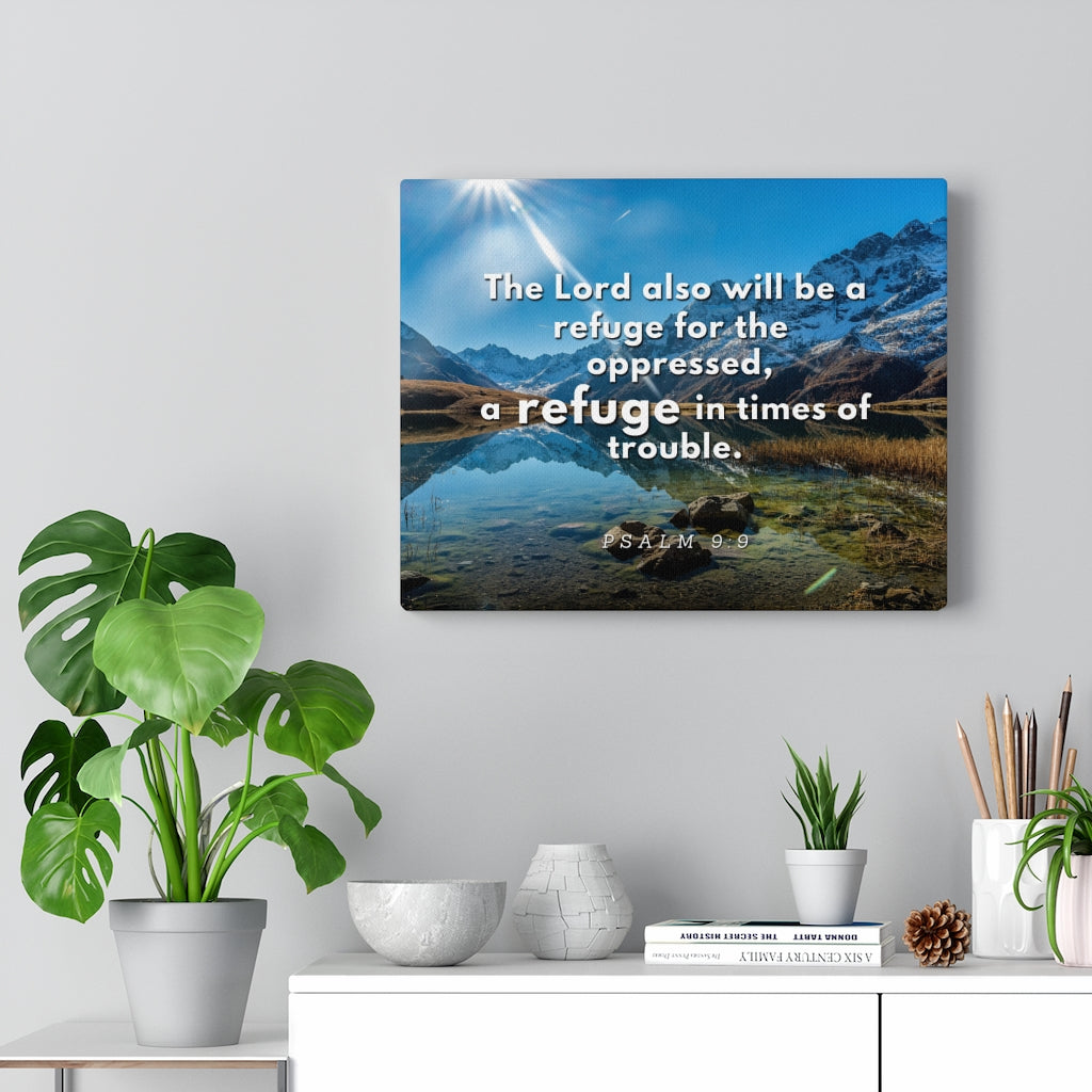 Scripture Walls My Refuge Psalm 9:9 Bible Verse Canvas Christian Wall Art Ready to Hang Unframed-Express Your Love Gifts