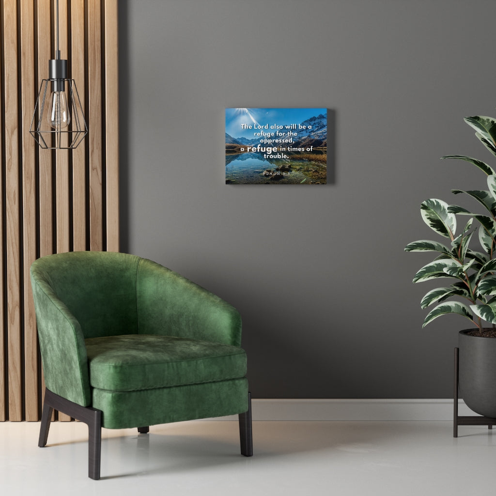 Scripture Walls My Refuge Psalm 9:9 Bible Verse Canvas Christian Wall Art Ready to Hang Unframed-Express Your Love Gifts