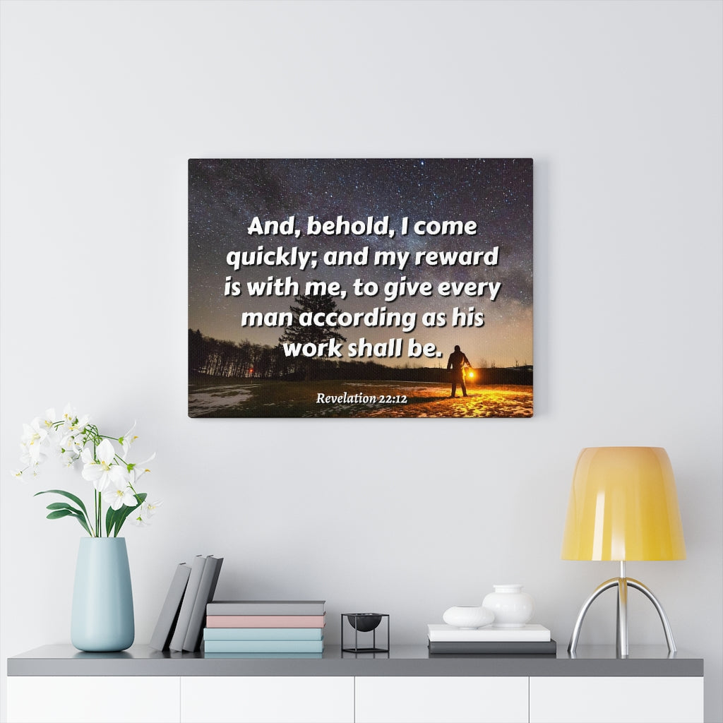Scripture Walls My Reward Revelation 22:12 Bible Verse Canvas Christian Wall Art Ready to Hang Unframed-Express Your Love Gifts