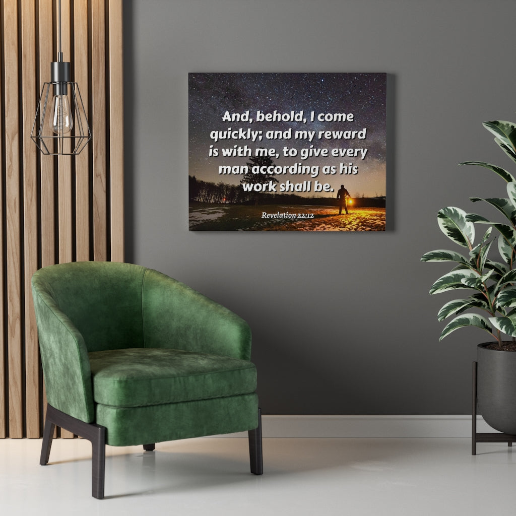 Scripture Walls My Reward Revelation 22:12 Bible Verse Canvas Christian Wall Art Ready to Hang Unframed-Express Your Love Gifts