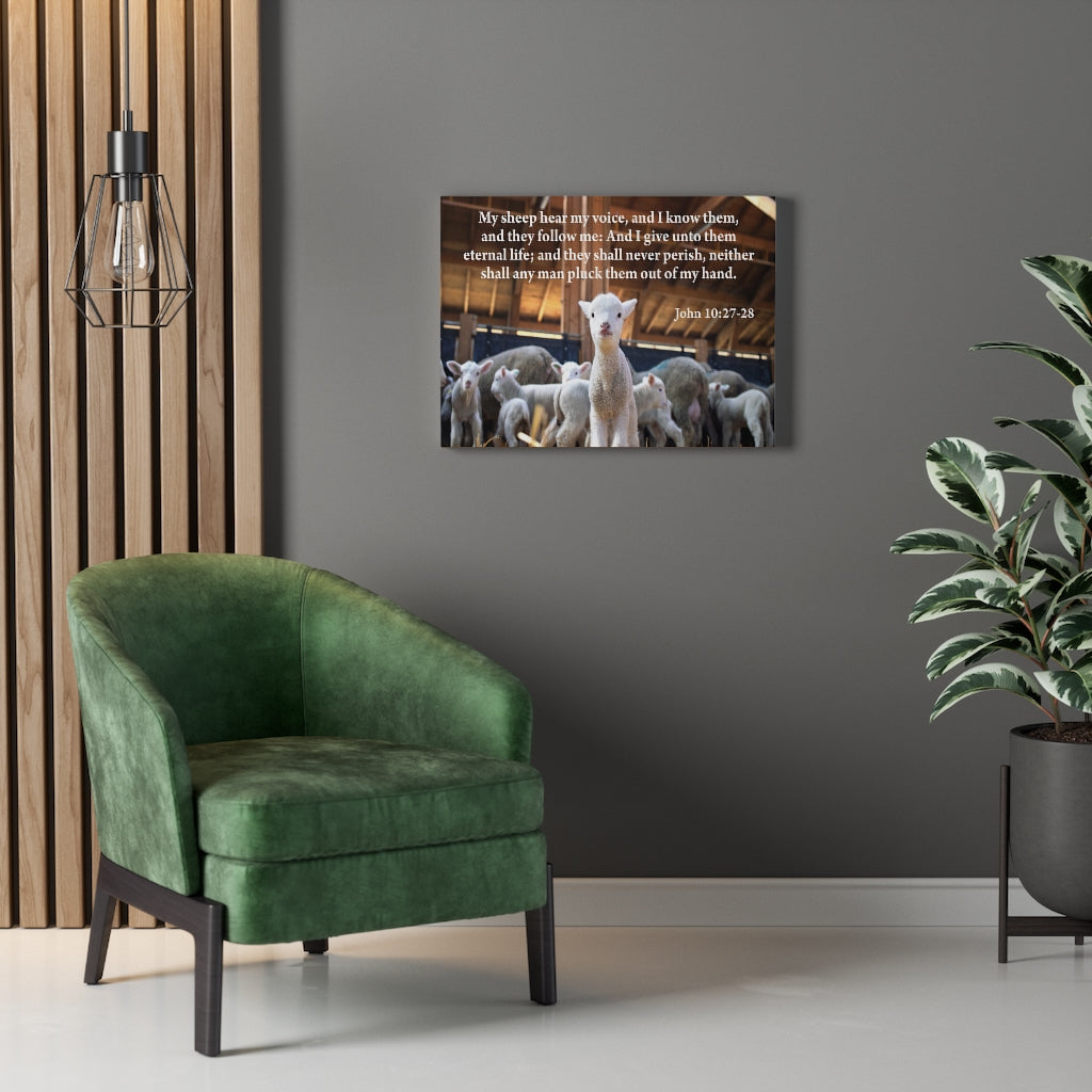 Scripture Walls My Sheep Hear My Voice John 10:27-28 Bible Verse Canvas Christian Wall Art Ready to Hang Unframed-Express Your Love Gifts