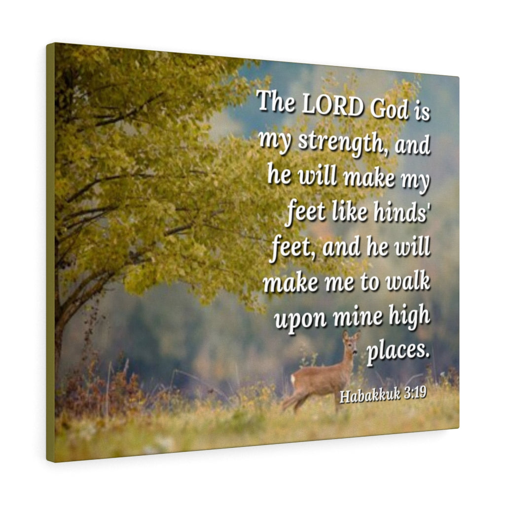 Scripture Walls My Strength Habakkuk 3:19 Bible Verse Canvas Christian Wall Art Ready to Hang Unframed-Express Your Love Gifts