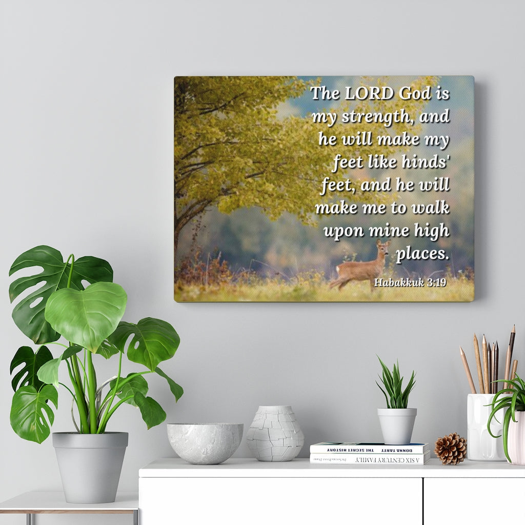 Scripture Walls My Strength Habakkuk 3:19 Bible Verse Canvas Christian Wall Art Ready to Hang Unframed-Express Your Love Gifts