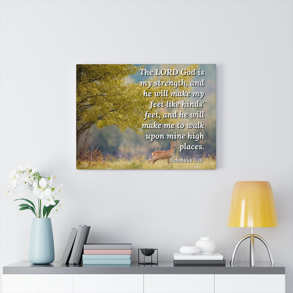 Scripture Walls My Strength Habakkuk 3:19 Bible Verse Canvas Christian Wall Art Ready to Hang Unframed-Express Your Love Gifts